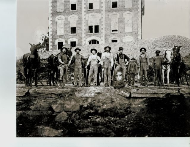 Photograph of laborers with mules Photograph of laborers with mules